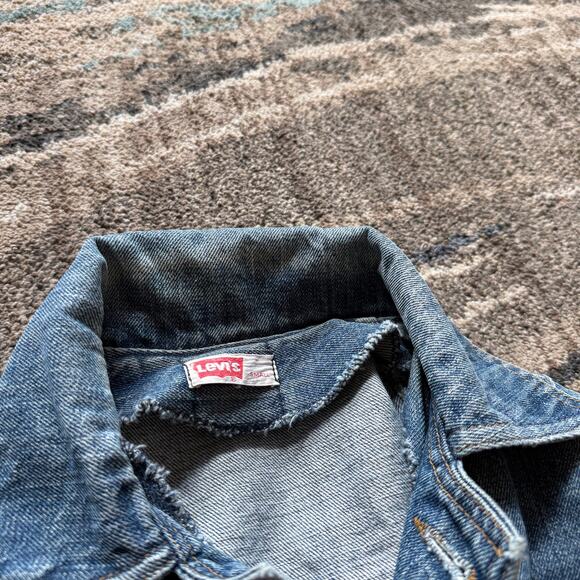 Vintage 70s Levi's Orange Tab Denim Blue Jean Safari Split Chore Jacket Sz Small - Picture 5 of 6